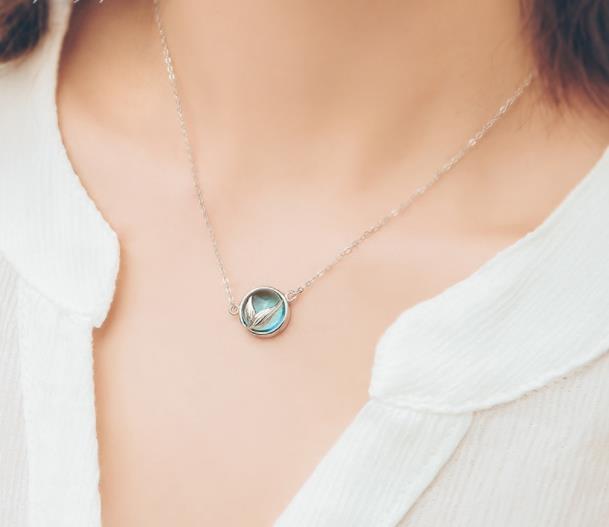 Mermaid bubble 925 silver necklace female net red ins pendant to send girlfriend temperament clavicle necklace 318117116196