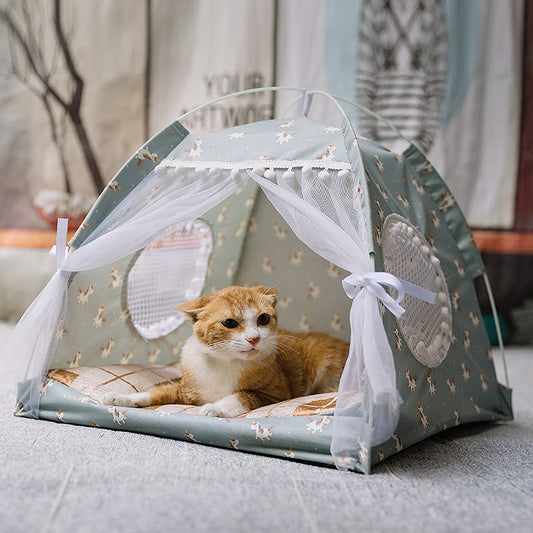 Semi-enclosed pet bed 3187986859837