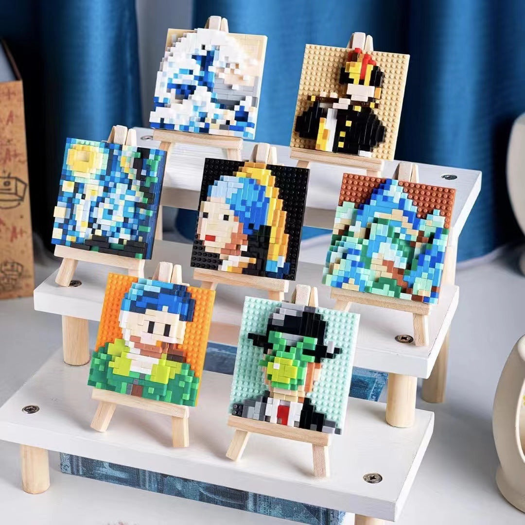 Building Blocks Ornaments Small Particles Starry Sky Oil Painting Board Adult Assembled Toy Art Ornaments 318b0d23 7982 4052 