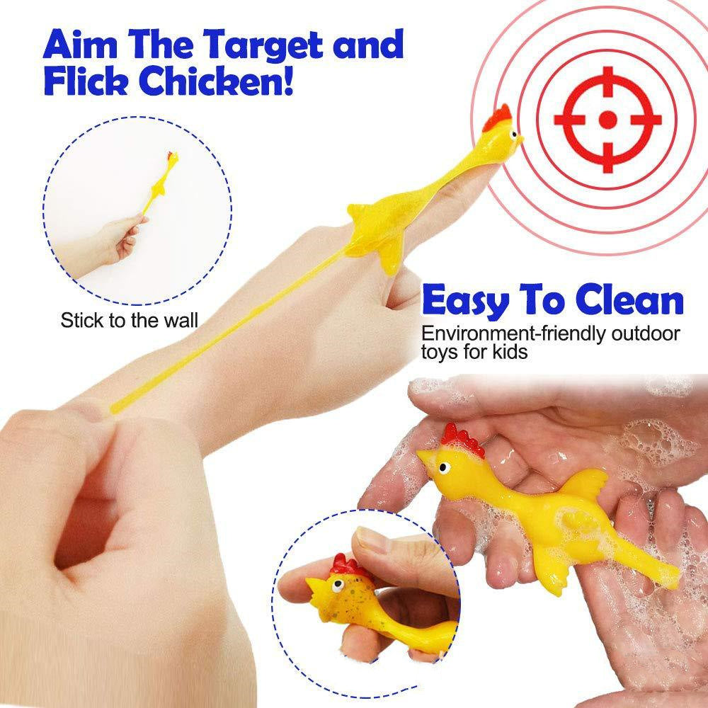 Catapult Launch Rubber Catapulted Chicken Toys Light Finger Prank Stretchy Flying Ejection Toy Slingshot Turkey Sticky 319365