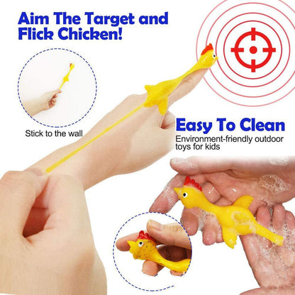 Catapult Launch Rubber Catapulted Chicken Toys Light Finger Prank Stretchy Flying Ejection Toy Slingshot Turkey Sticky 319365