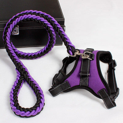 New Nylon Medium Large Dog Harness Collar K9 Padded Extra Reflective Collar Puppy Lead Pets Vest Dog Vest Husky Dogs Supply 3