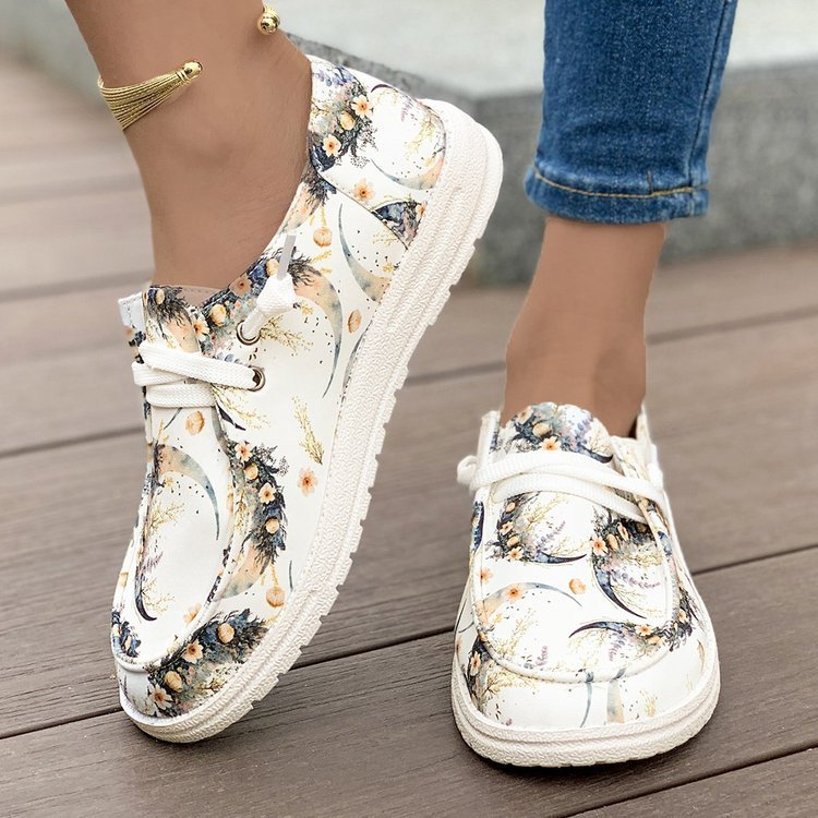 Flat Printed Canvas Shoes Comfortable Round Toe Fashion Casual Women's Shoes 31f4d05f 602e 48a1 b057 eb373fae9575