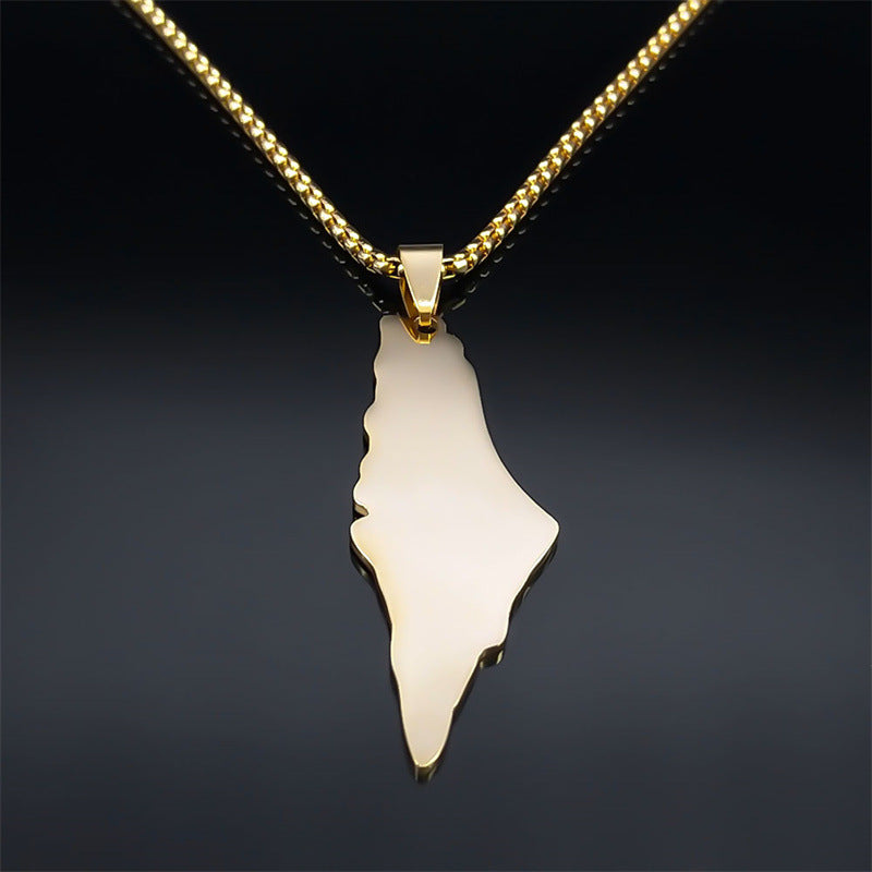 Palestine Israel Map Pendant Necklaces For Men Women Stainless Steel Gold Color Palestinians Ethnic Map Jewelry Gifts 3201b79