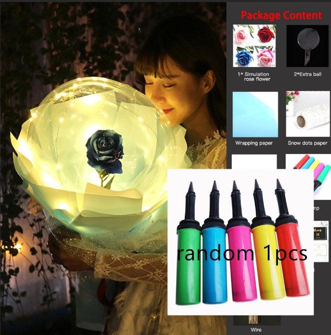 LED Luminous Balloon Rose Bouquet Transparent Bobo Ball Rose 3206397402935