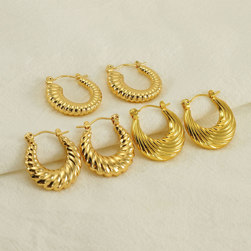 Titanium Steel Round Twist Stud Earrings High Sense 3209d422 e261 4444 989e 770584b8ee2d