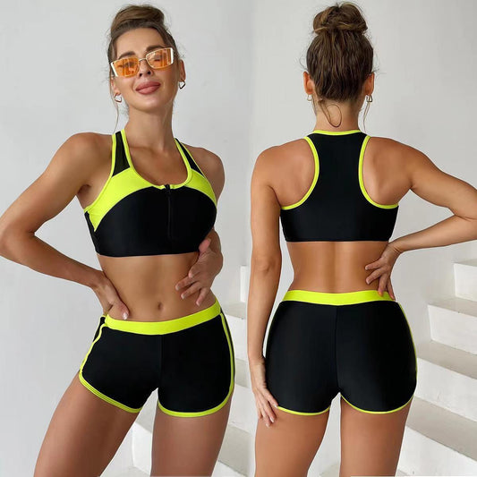 Matching Front Chest Zipper Sports Racing Foreign Trade Swimsuit 321a6741 559b 4454 b400 03c4a4f724cf