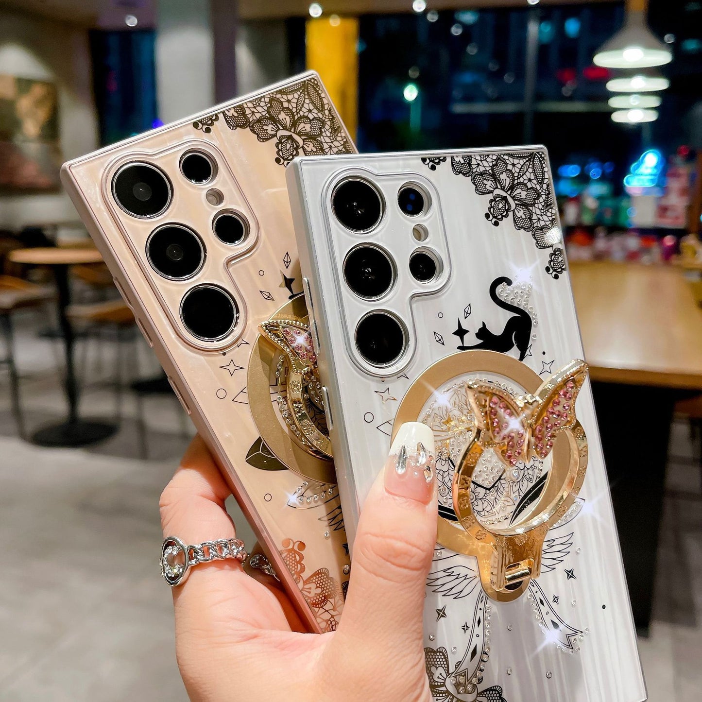 Minimally Designed Diamond Encrusted Butterfly Stand Phone Case 322258de d2a5 4e98 be9d 5e3f07c991e3