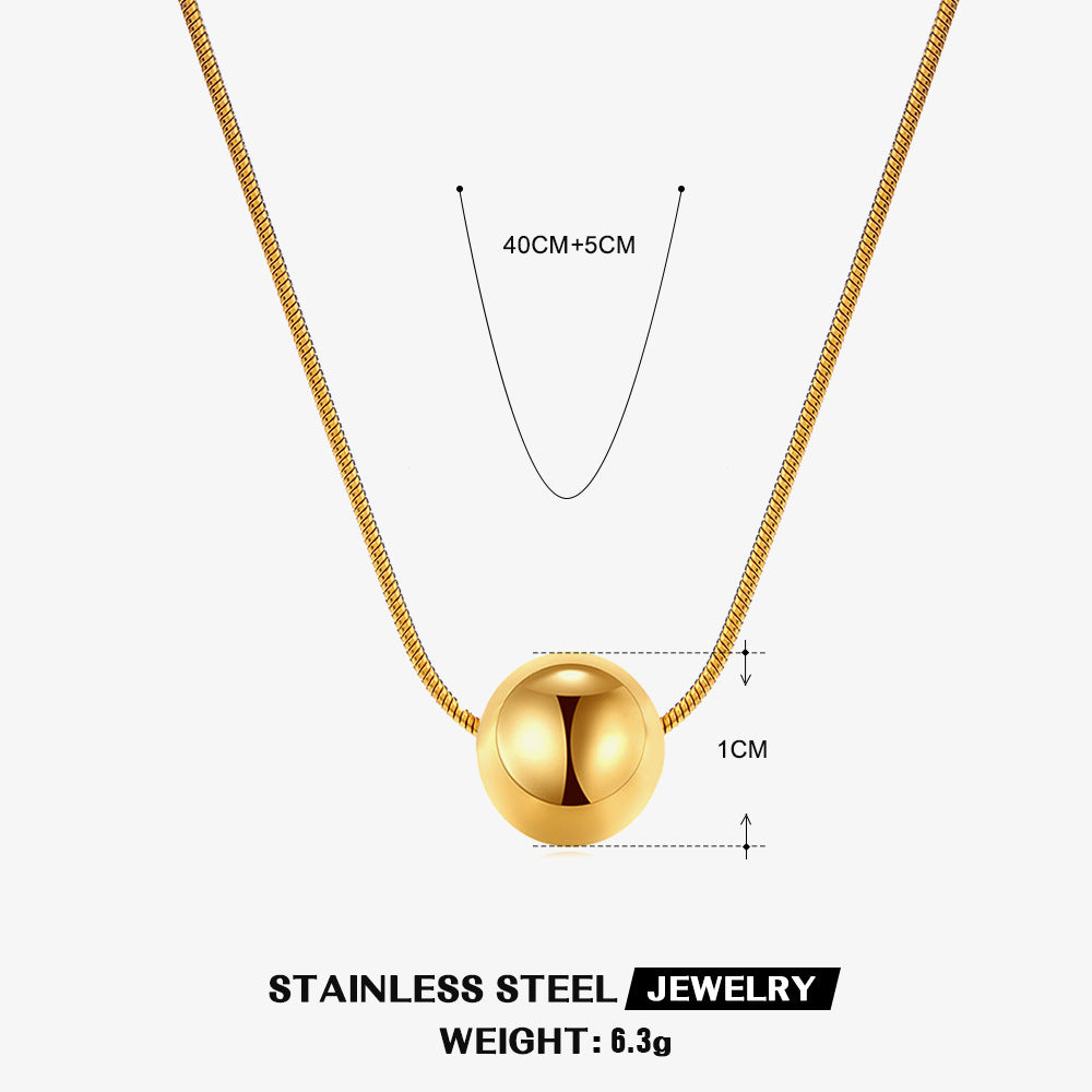Women's Gold Small Round Beads Transfer Bead Necklace 32261df2 d716 4b63 9903 d64ea992cc4a