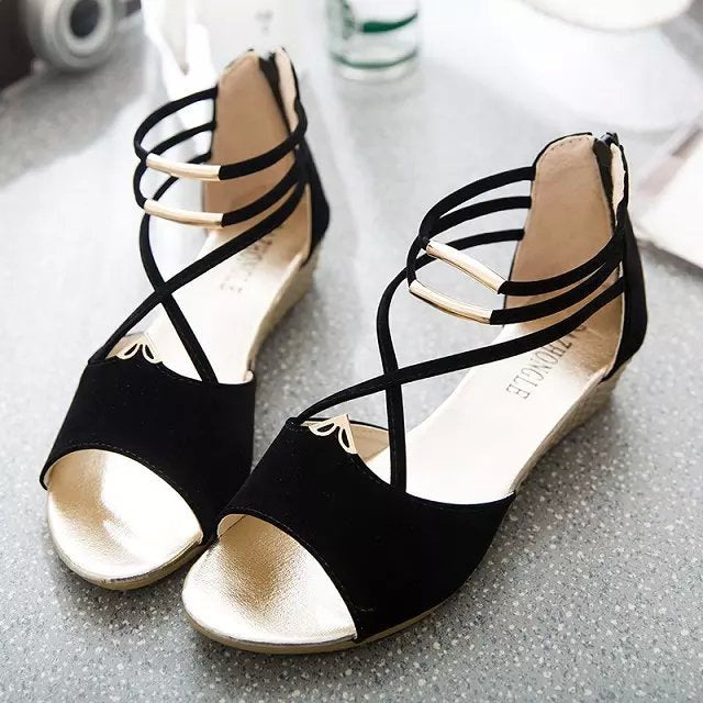Strap round head low heel sandals 3228353307597