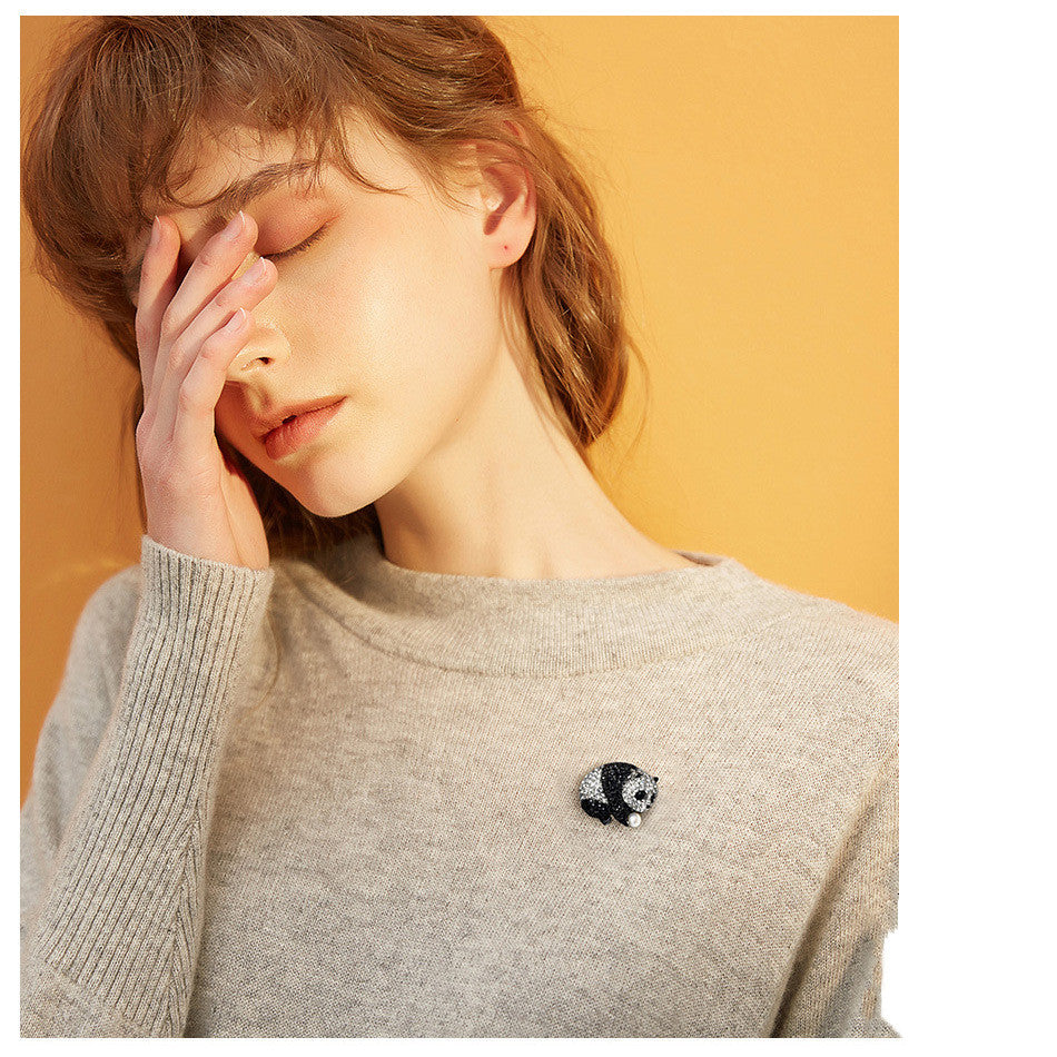 Alloy Male Cartoon Panda Full Drill Brooch 3231092681192