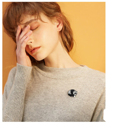 Alloy Male Cartoon Panda Full Drill Brooch 3231092681192