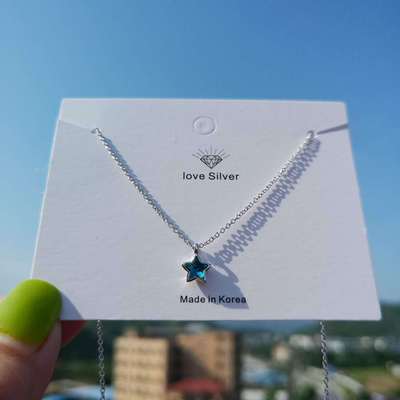 Blue Five-pointed Star Ear Buckle Clavicle Chain 3242bb52 6028 4829 884c 0aa4c648cb42