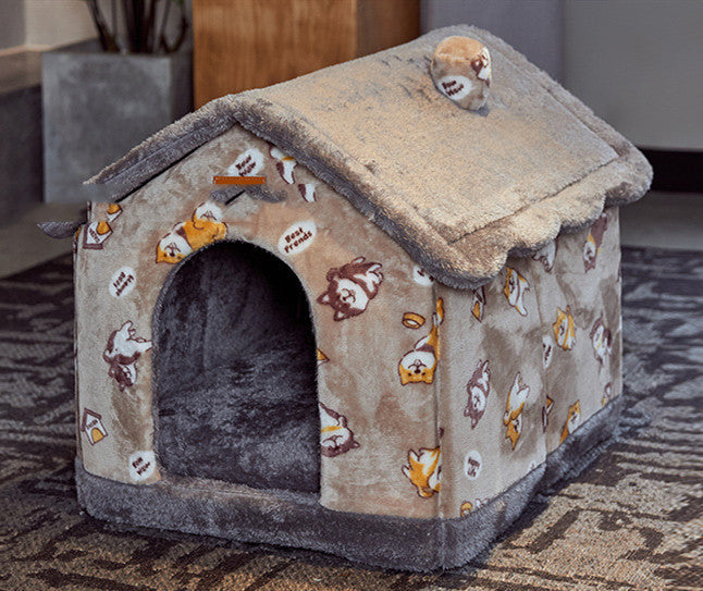 Removable And Washable Small Dog Teddy Cat Litter Closed Dog House 3243514557423