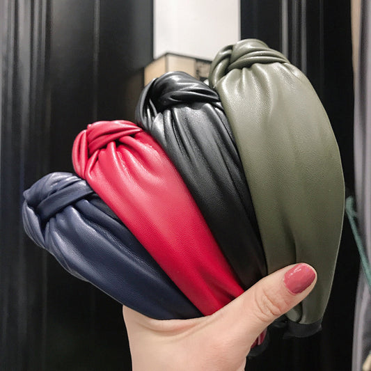 PU imitation leather knotted headband 324668949232