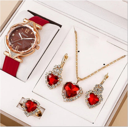 6pcs Set Ladies New Belt Quartz Watch Diamond Jewelry Suit - HD Wireless Product #2
