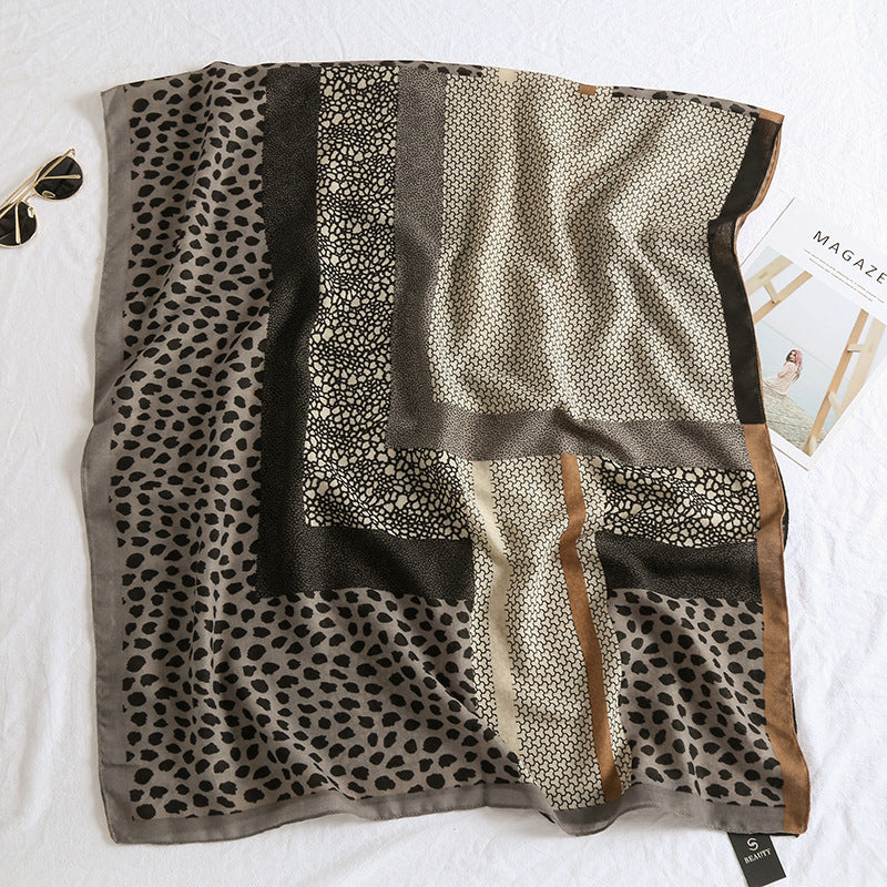 New Leopard Print Cotton And Linen Feel Scarf Women's Winter All-matching Long Warm Shawl Dual-use Beach Towel 325e7889 d287 