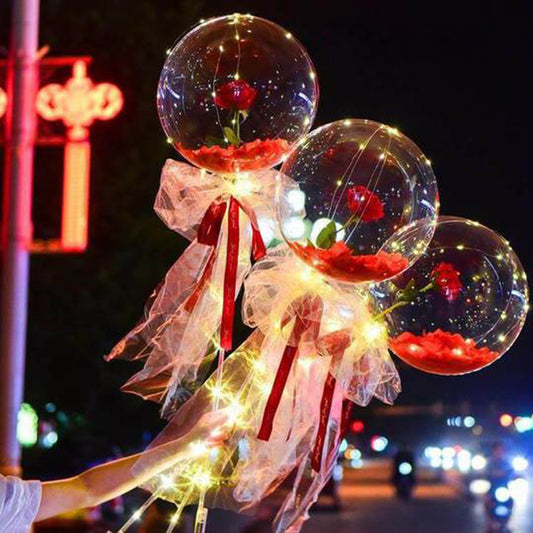 LED Luminous Balloon Rose Bouquet Transparent Bobo Ball Rose 32636821280