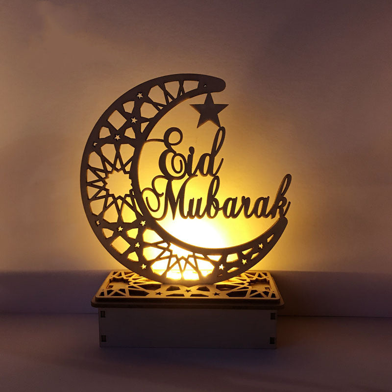 Wooden DIY Muslim Islamic Palace LED Eid Mubarak Decoration 3265738223313
