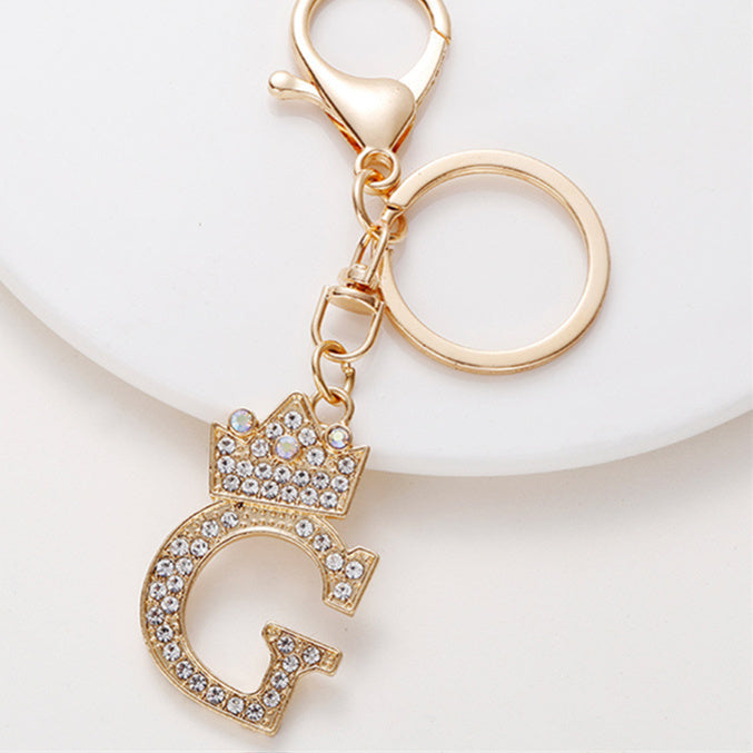 Metal Diamond-encrusted 26 English Crown Alphabet Keychain 32680340 8e06 400f b9a9 369949184398