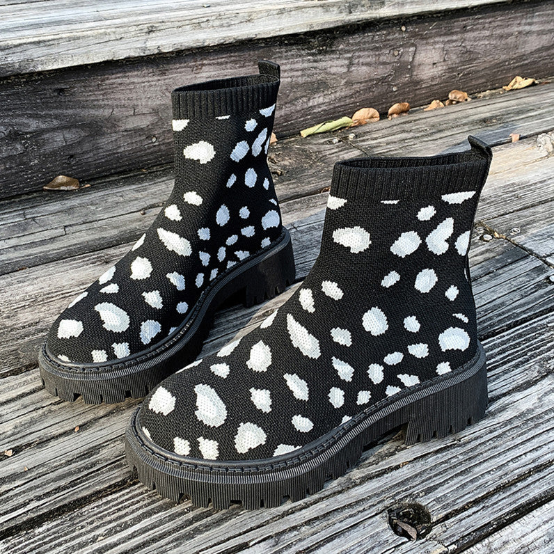 Women's Thick Heel Solid Color Casual And Comfortable Martin Boots 3272b131 3166 4d84 9bd6 eeeab98de4e4