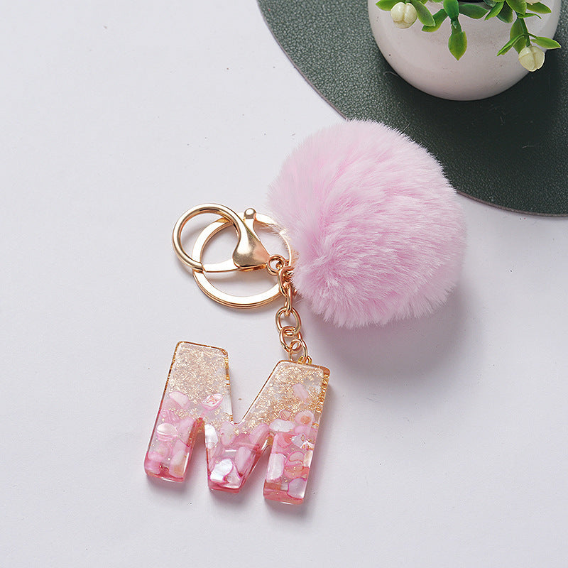 Hair Ball Pendant 26 English Letters Epoxy Keychain 3282e18b 80a5 45ba a128 509ab58048cf