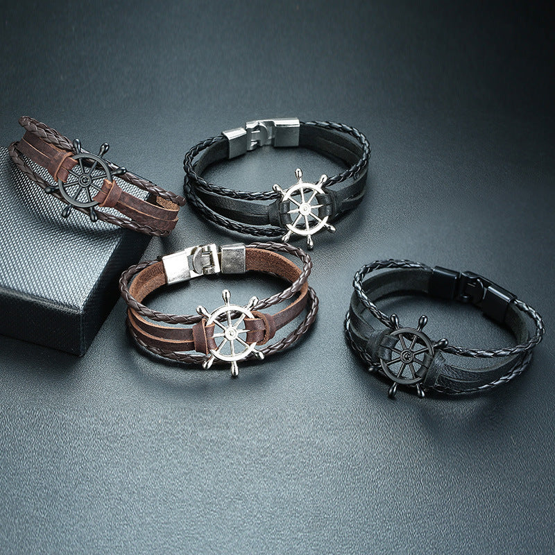 Alloy lucky figure 8 leather bracelet 3284598987526
