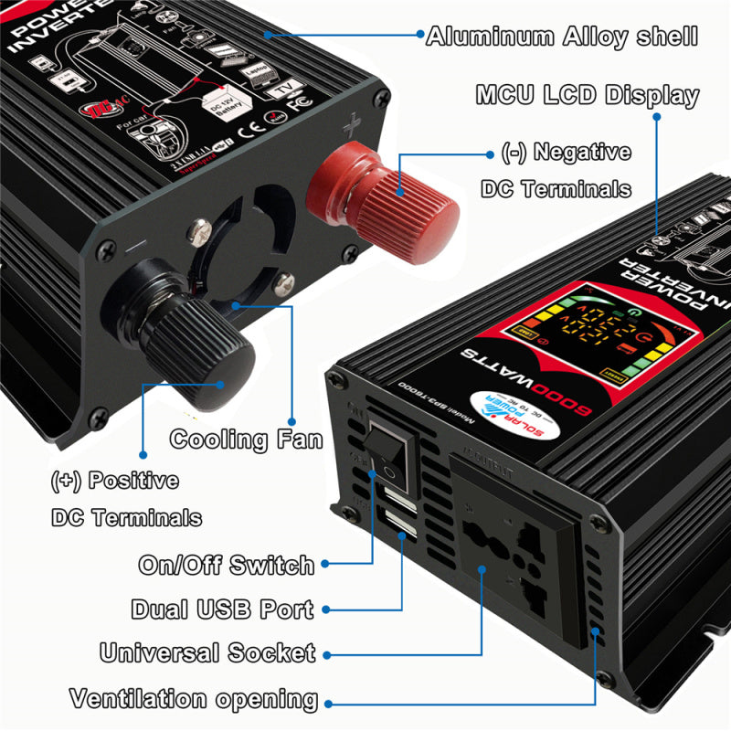 Dual USB Car Inverter With Smart Display 328889457617