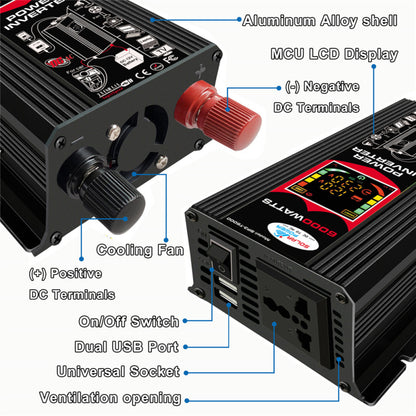 Dual USB Car Inverter With Smart Display 328889457617