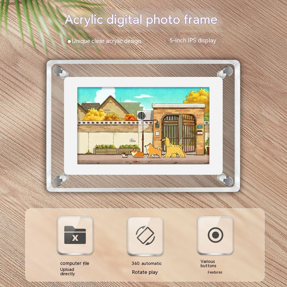 5-inch Transparent Fashion Digital Electronic Photo Album Video Advisement Player Business Gift Photo Frame - HD Wireless Product #2