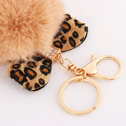Leopard Bow Fur Ball Schoolbag Pendant Key Chain 3296cdc5 4da3 4be2 99ec 3cba698d4279