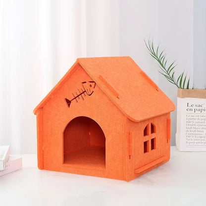 Felt Cat Bed Four Seasons Universal Removable And Washable Small House Semi-closed Warm Pet Bed 329dd95a 901a 433d 9550 72d4b