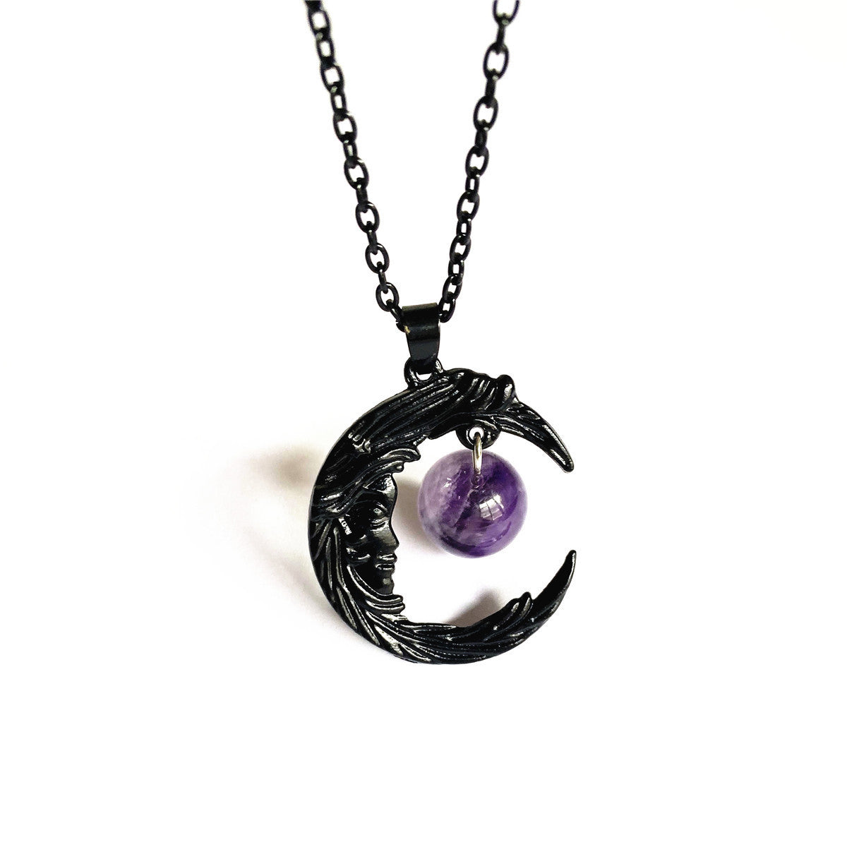 Gothic Face Black Crescent Amethyst Pendant Necklace Earrings 32df8b71 6982 4185 9234 b2c12679cfde