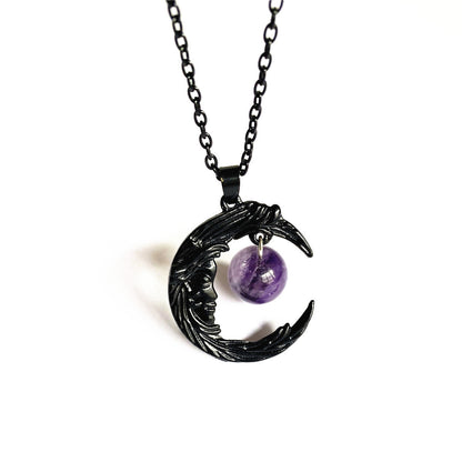 Gothic Face Black Crescent Amethyst Pendant Necklace Earrings 32df8b71 6982 4185 9234 b2c12679cfde