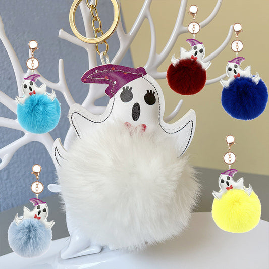 Halloween Ghost Funny Fur Ball Keychain Pendant 32ea9169 b543 4aa8 a727 0cf6adc97a62