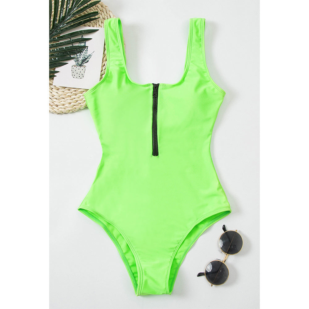 Ladies zipper sexy one-piece printed swimsuit women swimwear 3303389233391