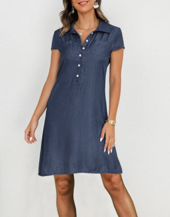 Split Pocket Large Swing Skirt Plus Size Casual Denim Dress