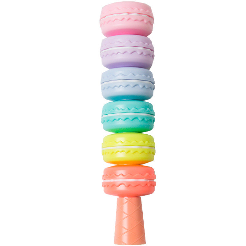 6pcs Novelty Cookie Highlighter Pen Set Macaron Cake Fluorescent Color Marker Liner - 图片 2