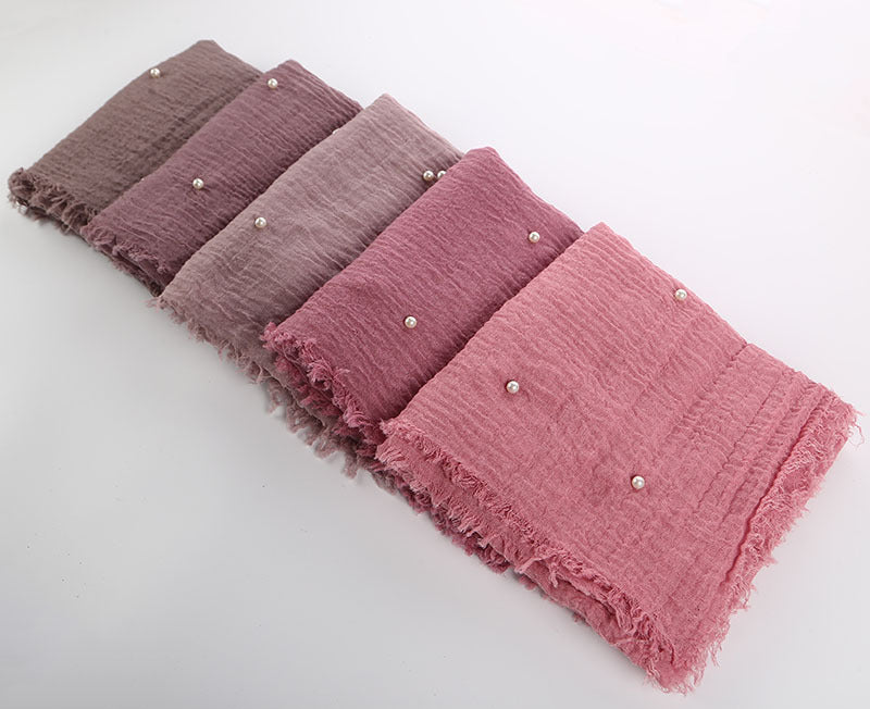 Cotton and linen crumpled monochrome scarf 333341904239