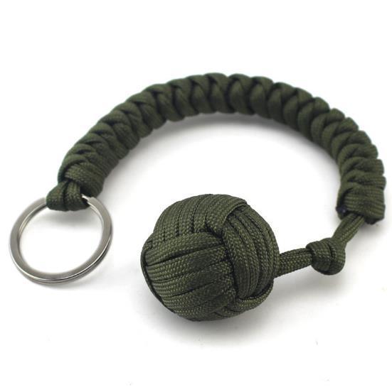 Outdoor Seven Core Umbrella Rope Climbing Survival Key Chain Hanging Hand-woven Round Steel Ball 3349965314342
