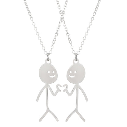 Cute Cartoon Stickman Pendant Stainless Steel Necklace 334eb019 f4dc 42f9 b366 95f2a0d99ae3
