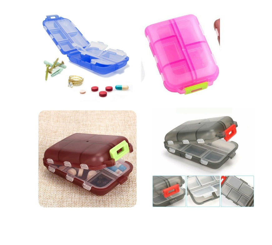 Travel Pill Organizer 10 Grid  Moisture Proof Pills Box For Pocket Purse Daily Pill Case Portable Medicine Vitamin Holder Con