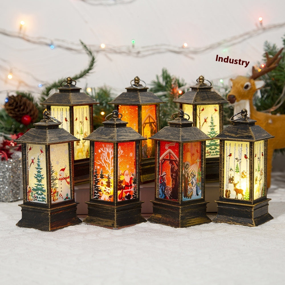 Christmas Portable Oil Lamp Santa Claus LED Night Lights Battery Powered Indoor Outdoor Hanging Lanterns Festive Party Decora