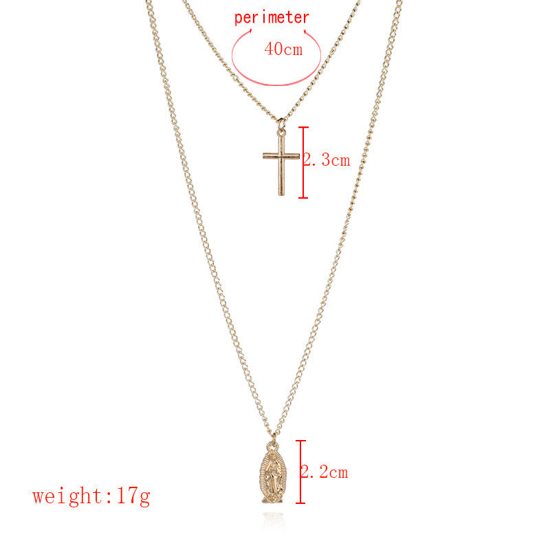 Fashion simple gold-plated Madonna cross necklace 3370677065476