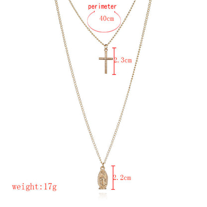 Fashion simple gold-plated Madonna cross necklace 3370677065476