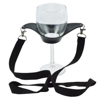 Portable Black Wine Glass Holder Strap Wine Sling Yoke Glass 33765903351
