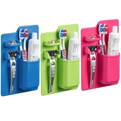 Multi-functional Silicone Toothbrush Holder Mighty Wall Mirror Suction Toothpaste Storage Holder Bathroom Organizer For Showe