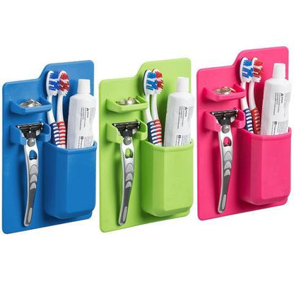Multi-functional Silicone Toothbrush Holder Mighty Wall Mirror Suction Toothpaste Storage Holder Bathroom Organizer For Showe