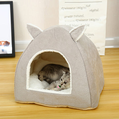 Pet Kennel House Winter Warm Rabbit Ears Cat Litter Pad Closed Yurt 338059600670