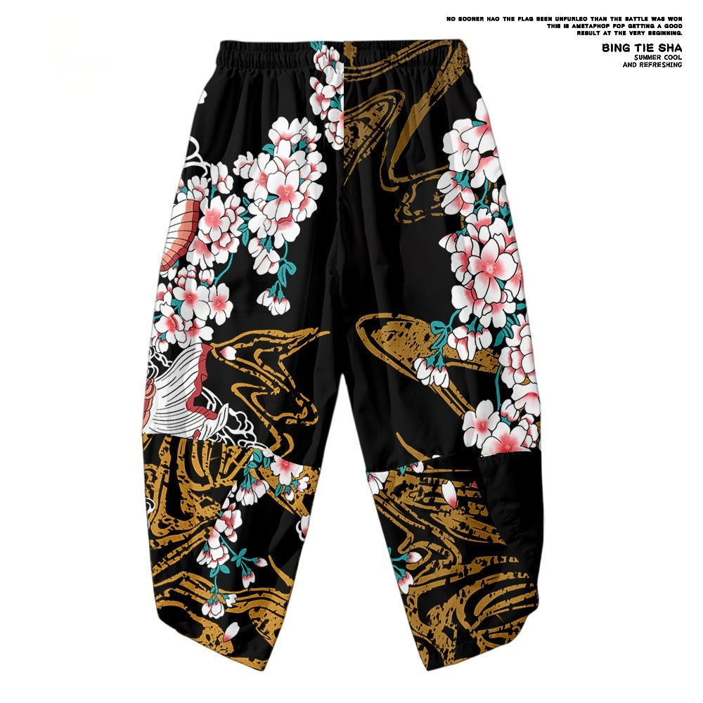 Koi Digital Printing Japanese Harajuku Kimono Robe Cloak Cropped Pants Set 339c5740 ccfd 4c53 a1d1 a1743846adf8 fine